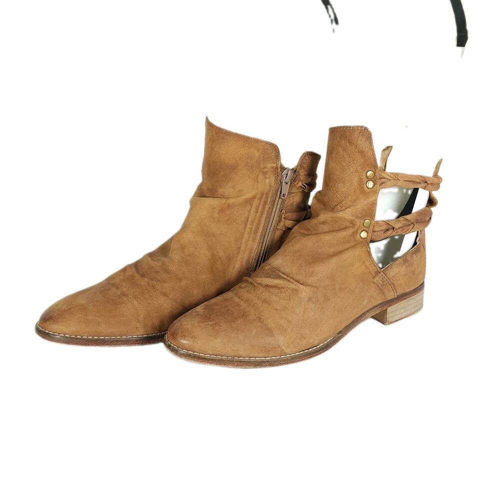 Free People Landslide Women’s US10,5 EU41 Leather Braided Cutout Ankle Booties